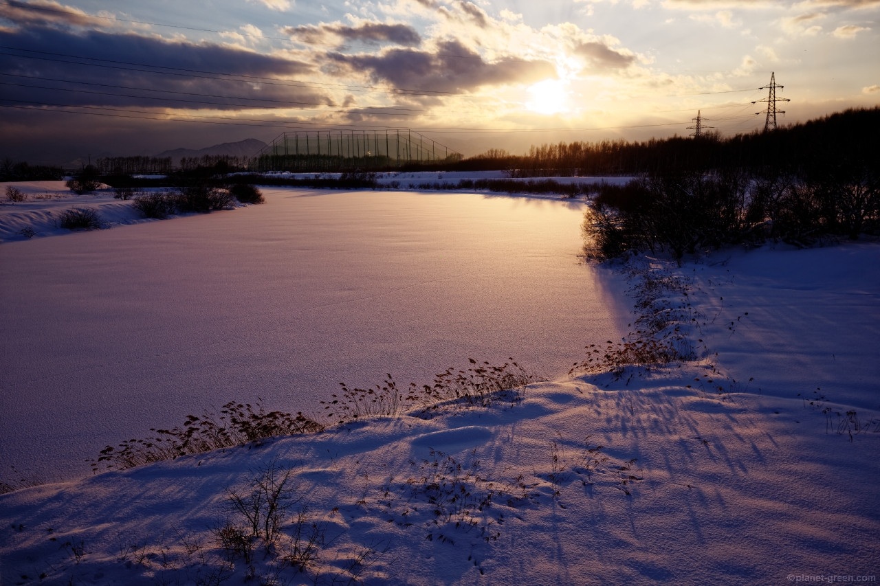I冬のモエレ沼公園の夕日
